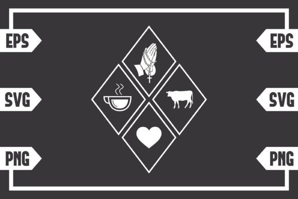Coffee Jesus Heart and Cow: A Graphic Design Asset for Crafts & Commercial Sellers