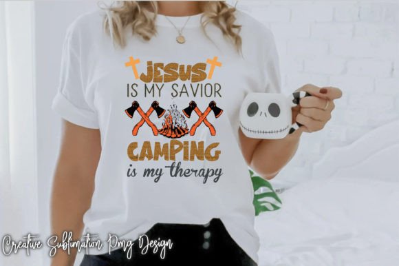 Jesus is My Savior Camping is My Therapy – A Graphic for Faith & Outdoor Craft Lovers