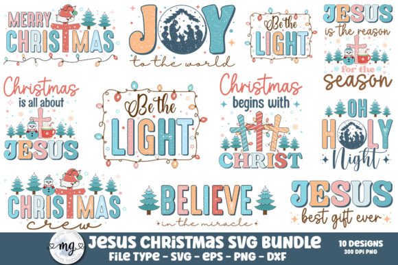 Retro Jesus Christmas SVG Bundle: Festive Graphics for Local Business Crafts